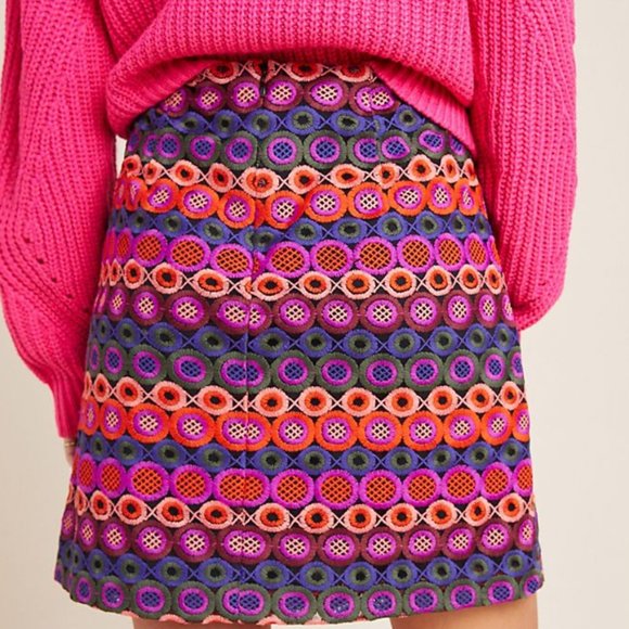 NEW Anthropologie Ellen Embroidered Mini Skirt - Picture 3 of 12
